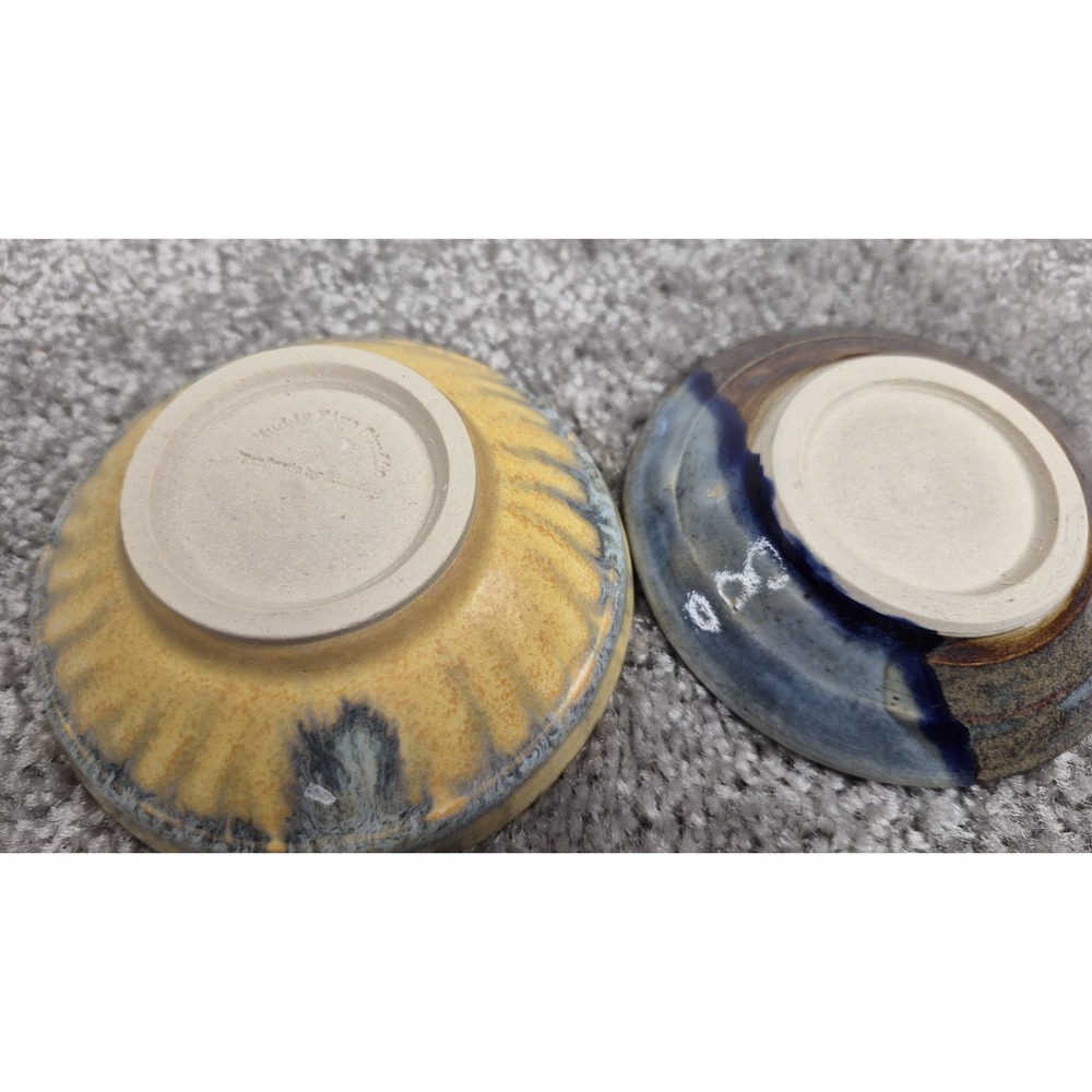 Muddy Five Studio‎ Art Pottery Bowls Stoneware Yellow Blue Brown Glazed Handmade - Picture 2 of 10